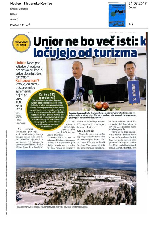 Novice Slovenske Konjice 2017 08 31 Unior ne bo več isti kovaško panogo ločujejo od turizma 1 Page 1