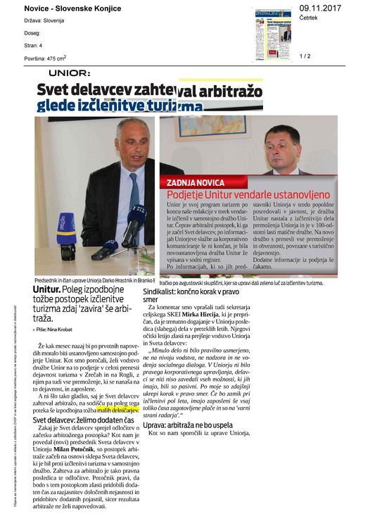 Novice Slovenske Konjice 2017 11 09 Svet delavcev zahteval arbitra Page 1