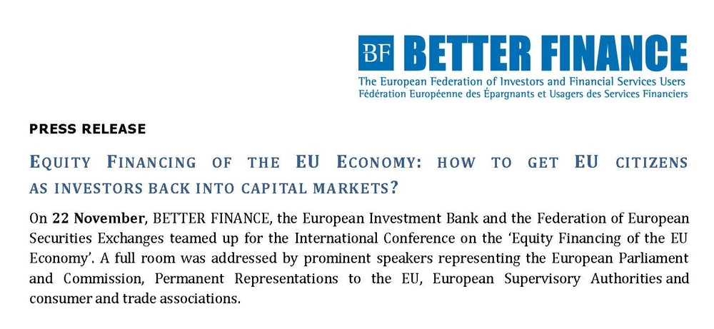 PR Equity Financing of the EU Economy How to get EU citizens as investors back into Capital Markets 221117 Page 1
