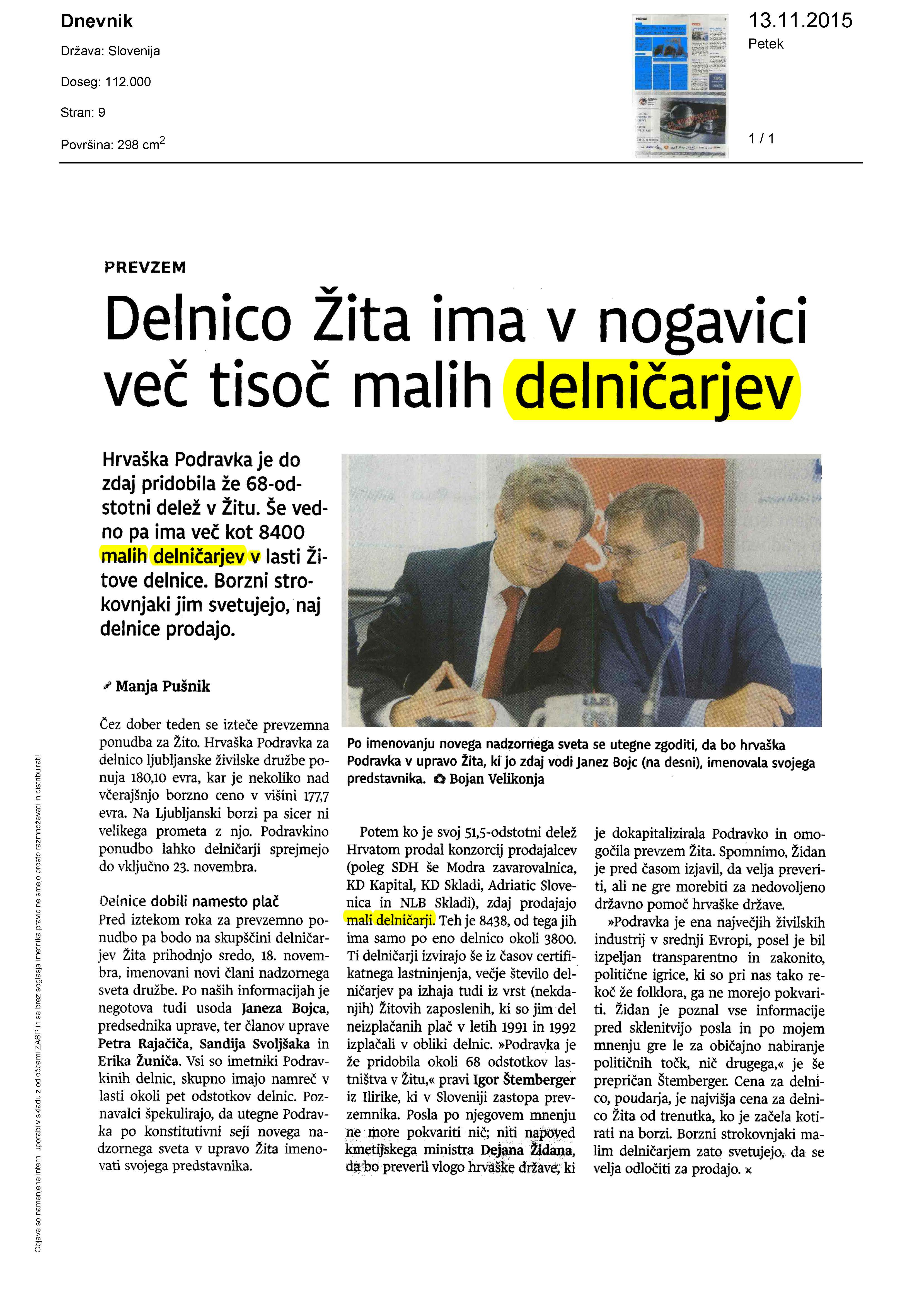 Delnico Žita ima v nogavici več tisoč malih delničarjev (1)