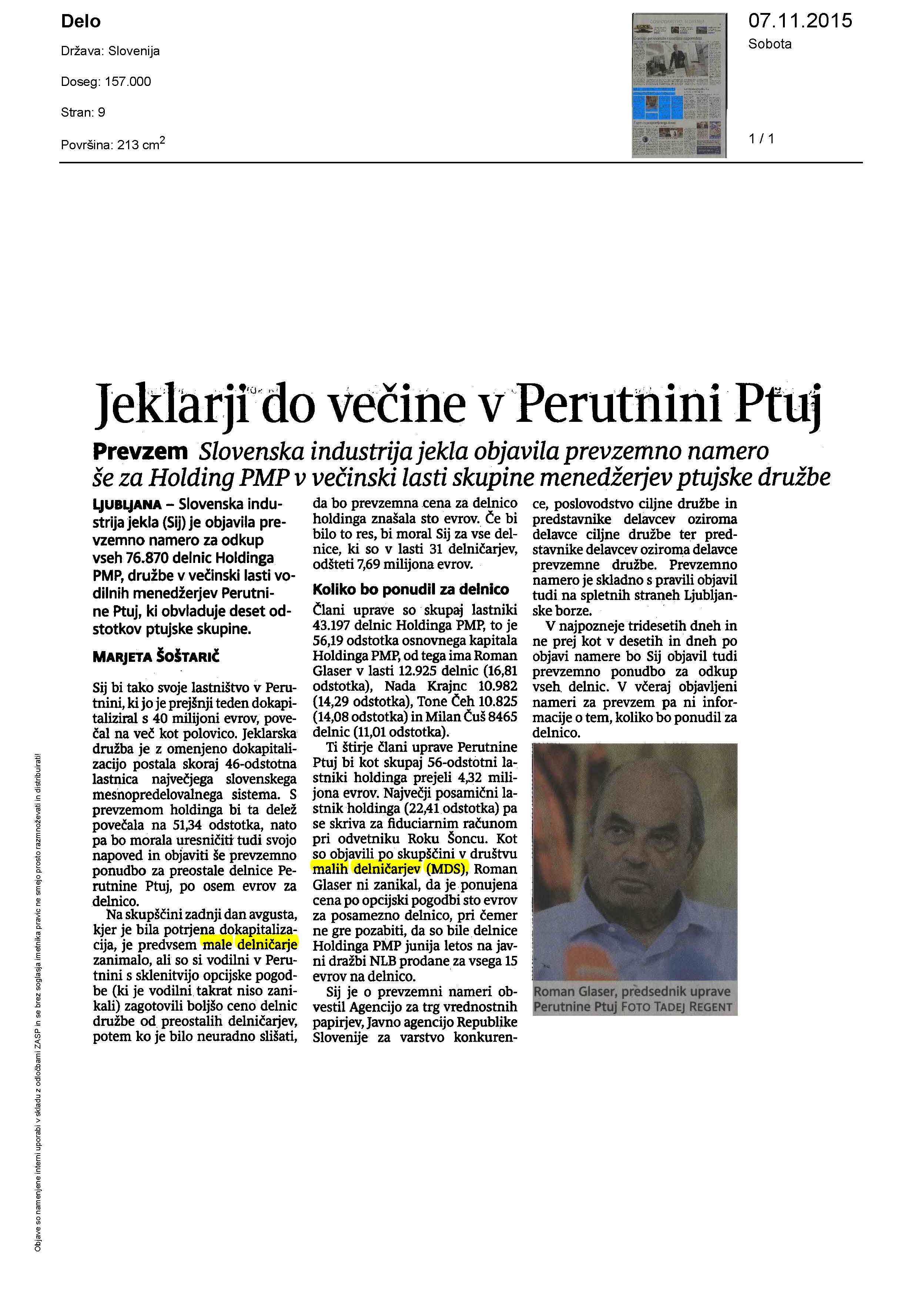 Jeklarji do večine v Perutnini Ptuj