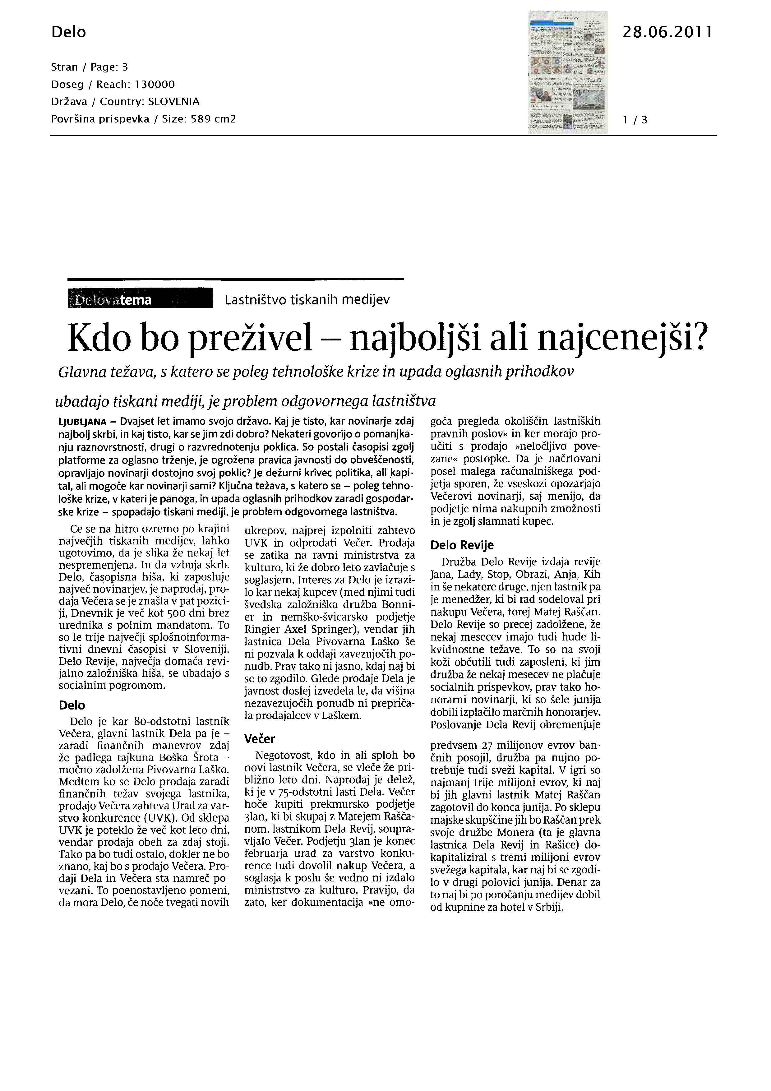 Kdo bo preživel - najboljši ali najcenejši?