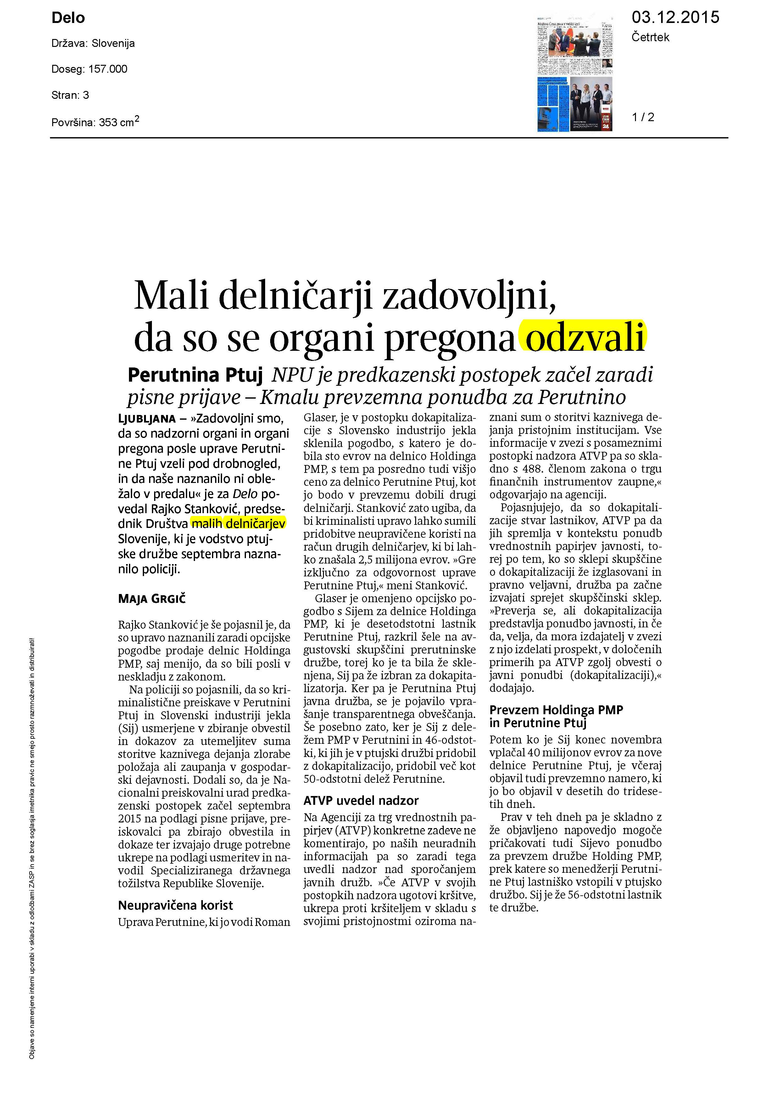 Mali delničarji zadovoljni, da so se organi pregona odzvali Page_1