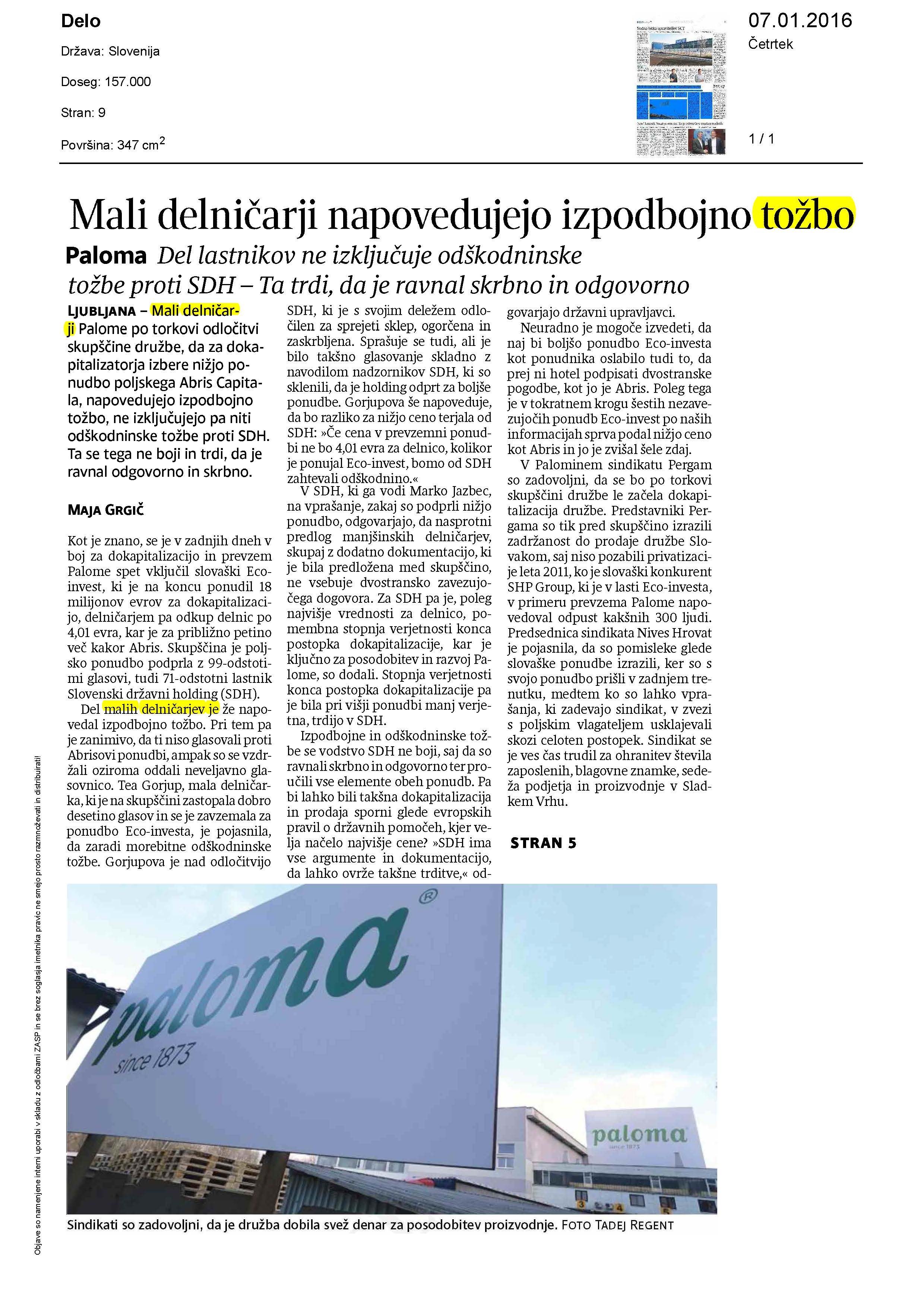 Mali delničarji napovedujejo izpodbojno tožbo