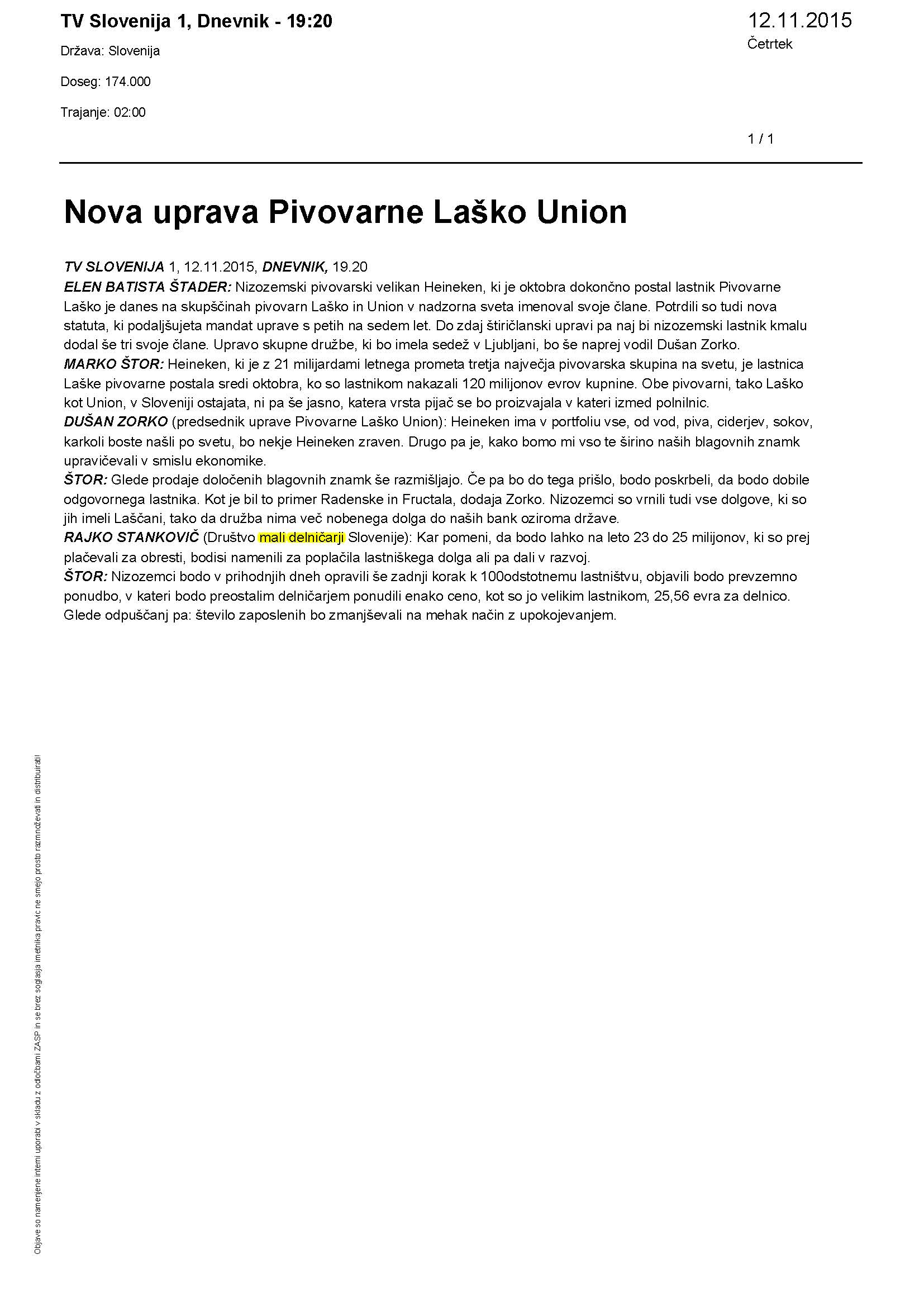 Nova uprava Pivovarne Laško Union