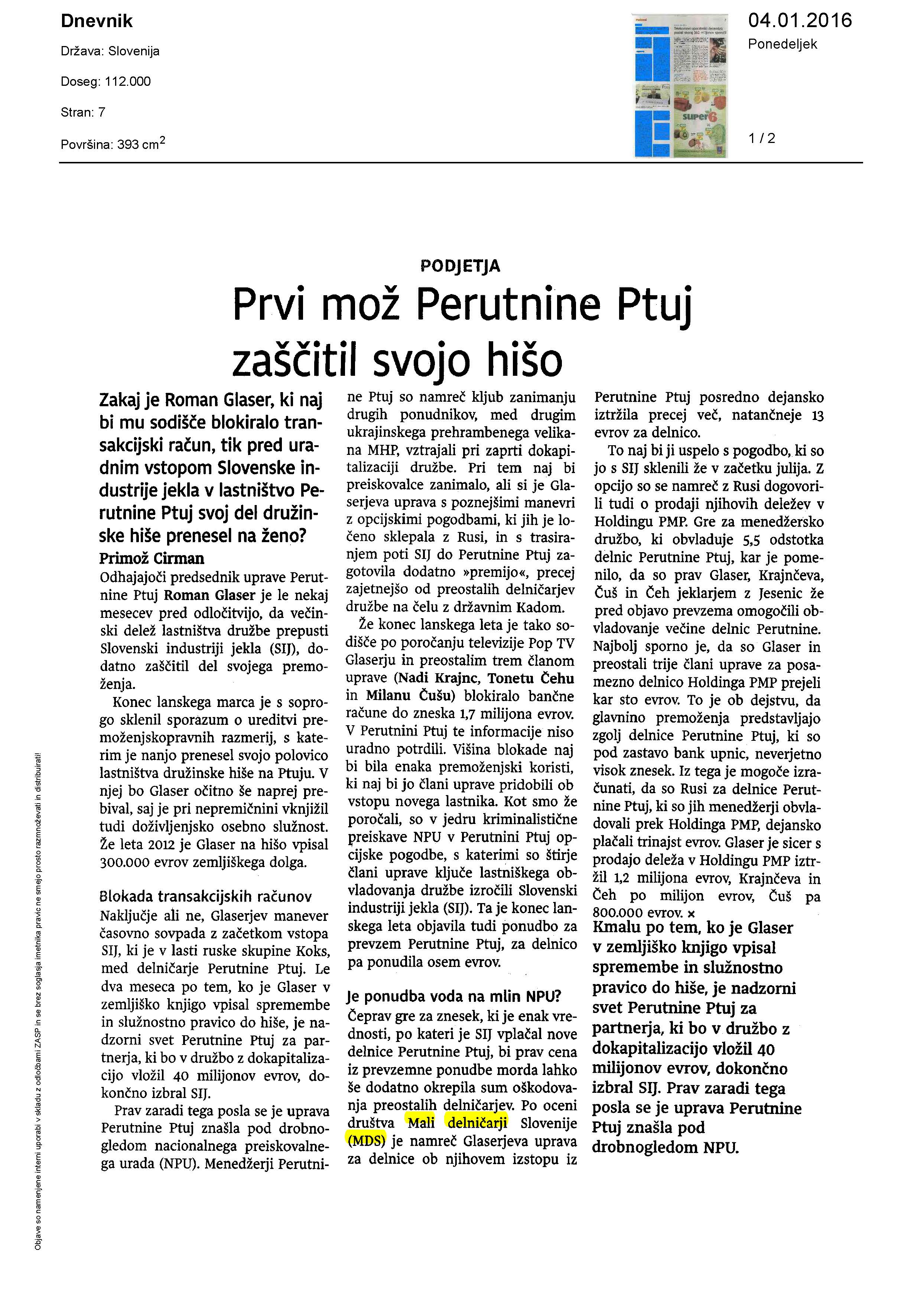 Prvi mož Perutnine Ptuj zaščitil svojo hišo Page 1