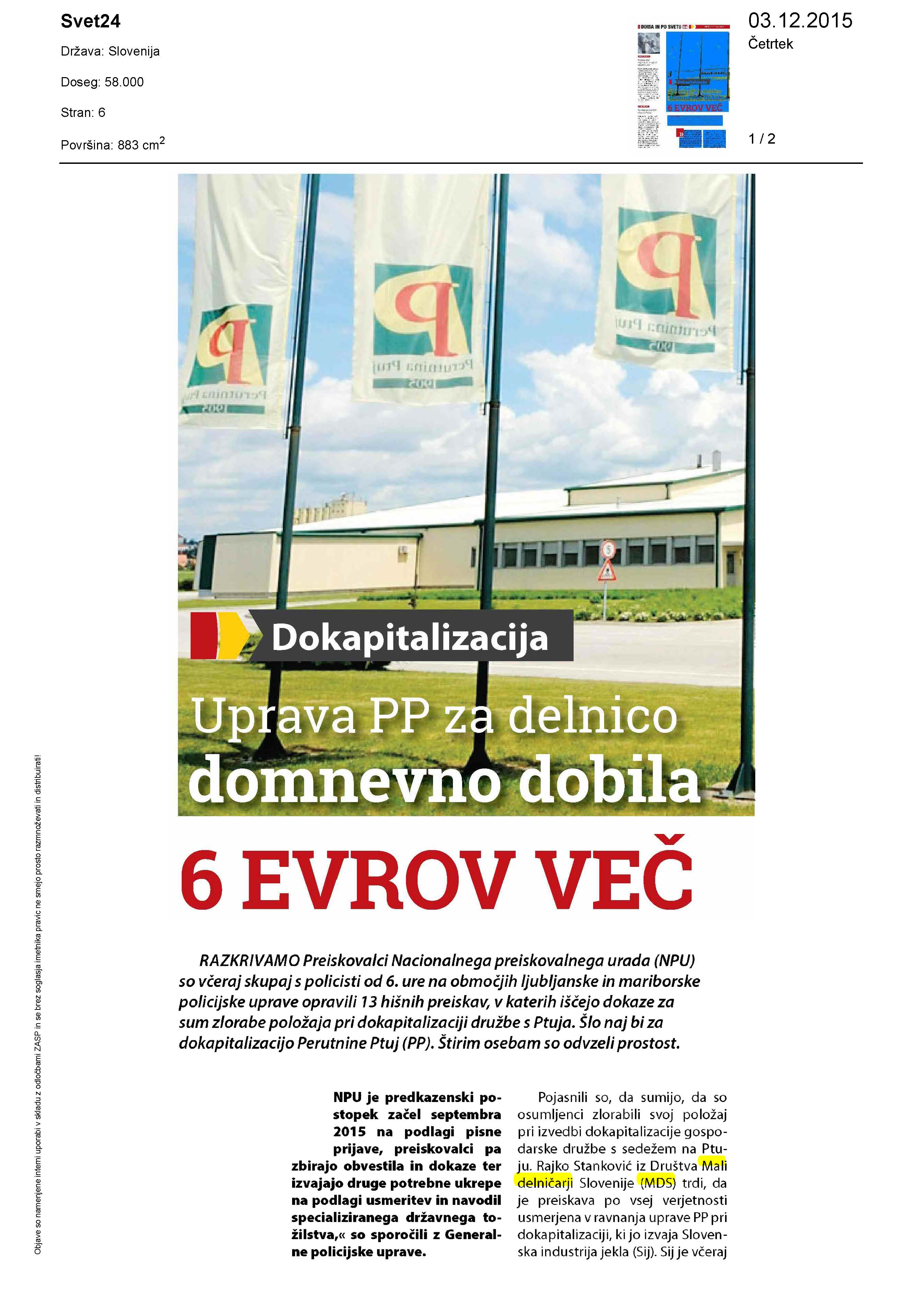 Uprava PP za delnico domnevno dobila 6 evrov več Page_1