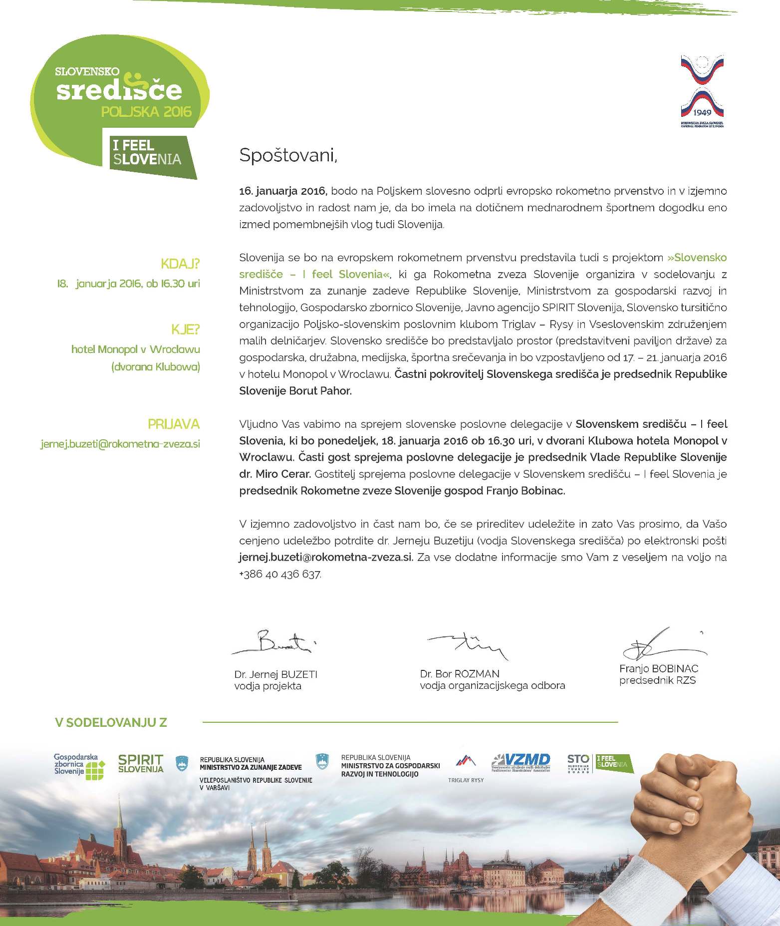 Vabilo poslovni sprejem v Slovenskem središču na Poljskem in program delegacije Page 1