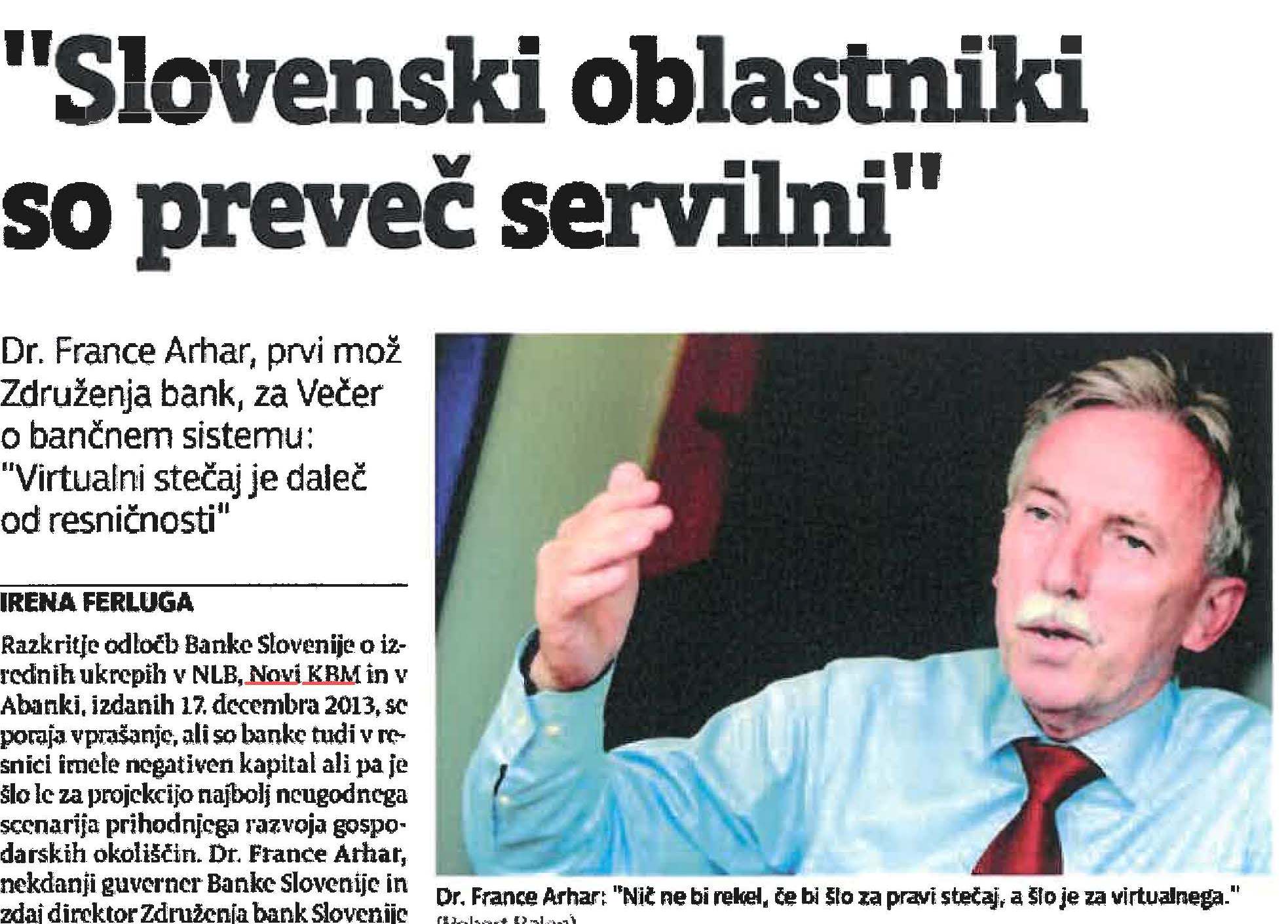 Večer - Irena Ferluga - Slovenski oblastniki so preveč servilni Page_1