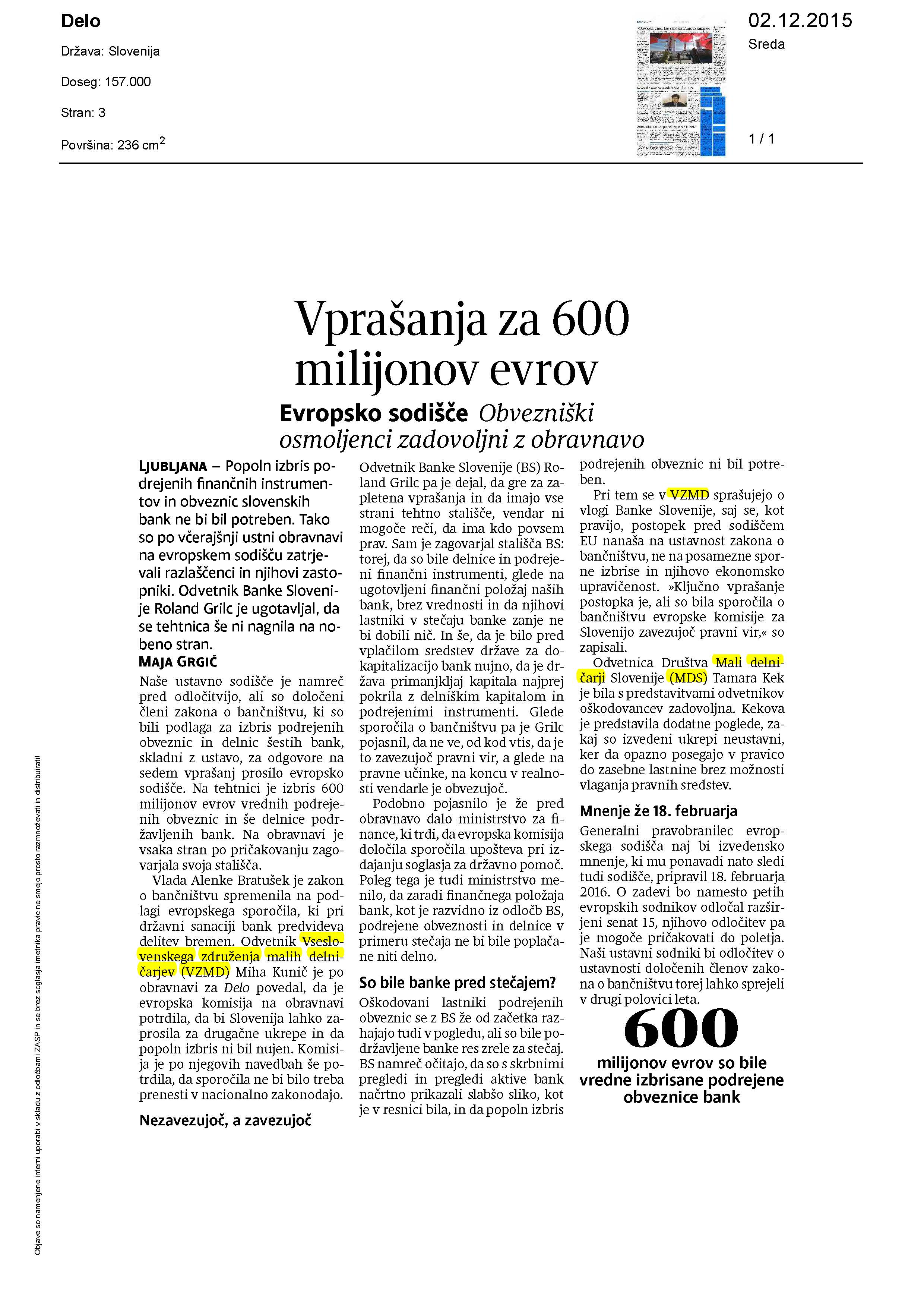 Vprašanja za 600 milijonov evrov