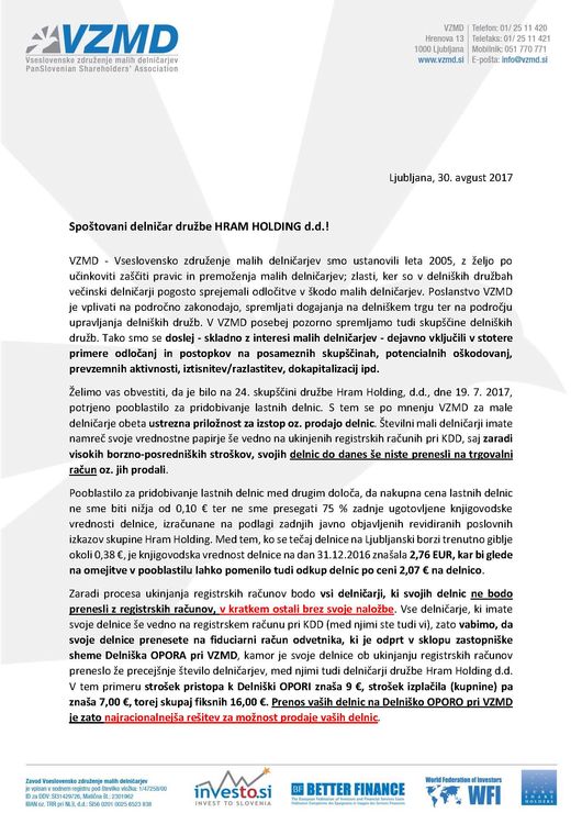 Dopis delnicarjem Hram Holding web Page 1