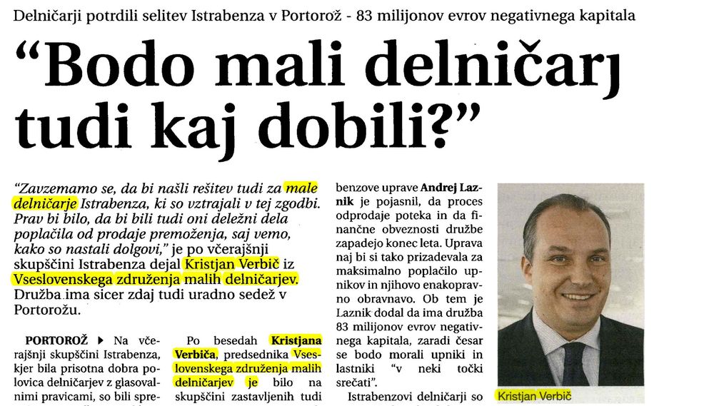 Bodo mali delnicarji tudi kaj dobili 