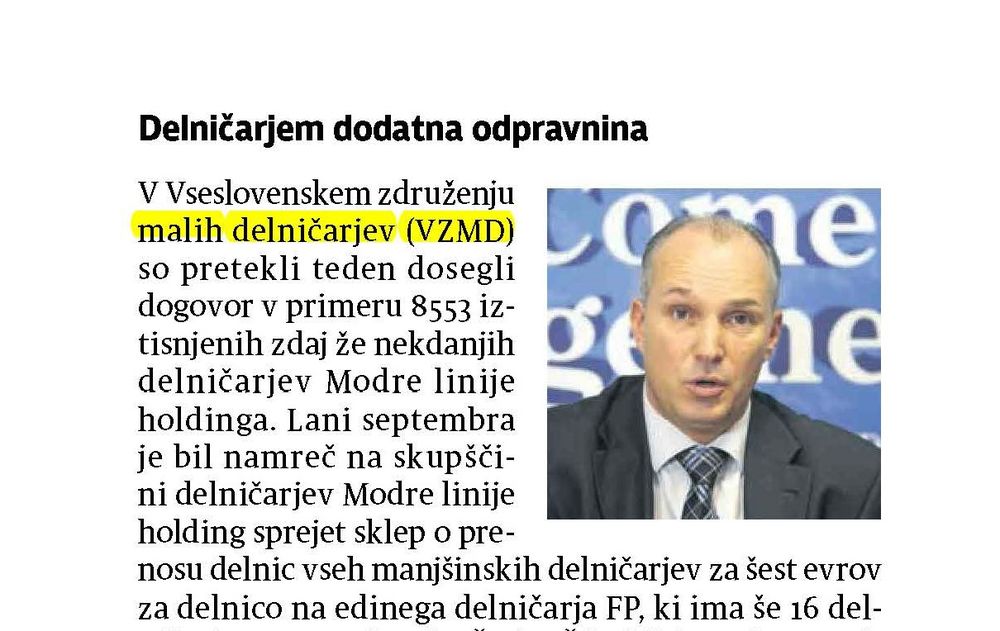 Delničarjem dodatna odpravnina