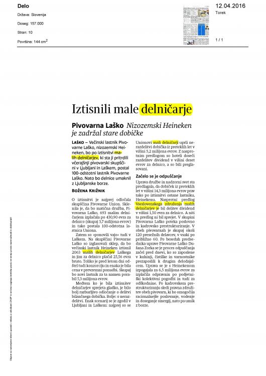 Iztisnili male delnicarje