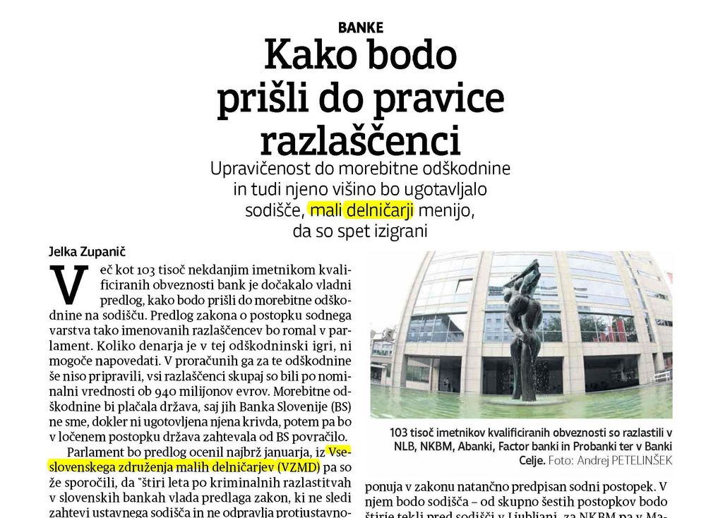 Kako bodo prisli do pravice razlascenci