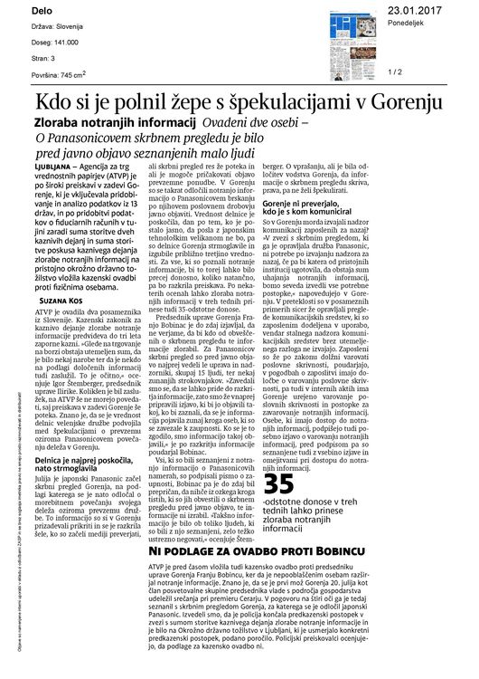 Kdo si je polnil zepe s spekulacijami v Gorenju Page 1