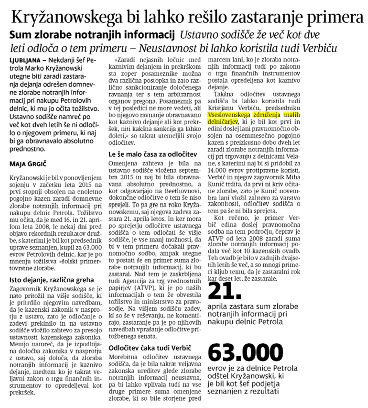 Kryžanowski Delo ZASTARANJE