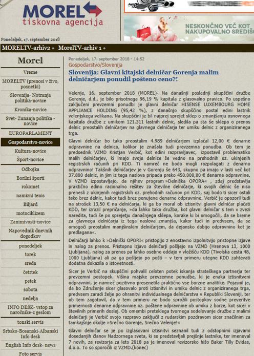 MOREL GORENJE 17.9.2018