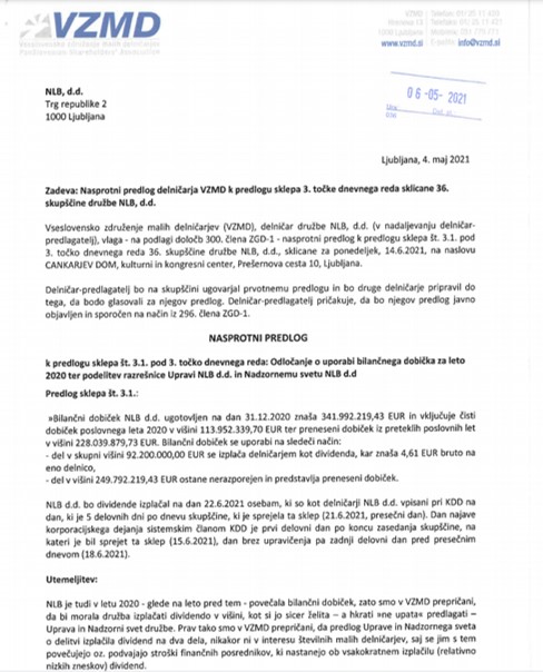 Nasprotni predlog NLB