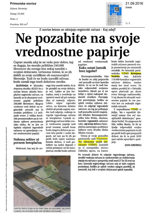 Ne pozabite na svoje vrednostne papirje