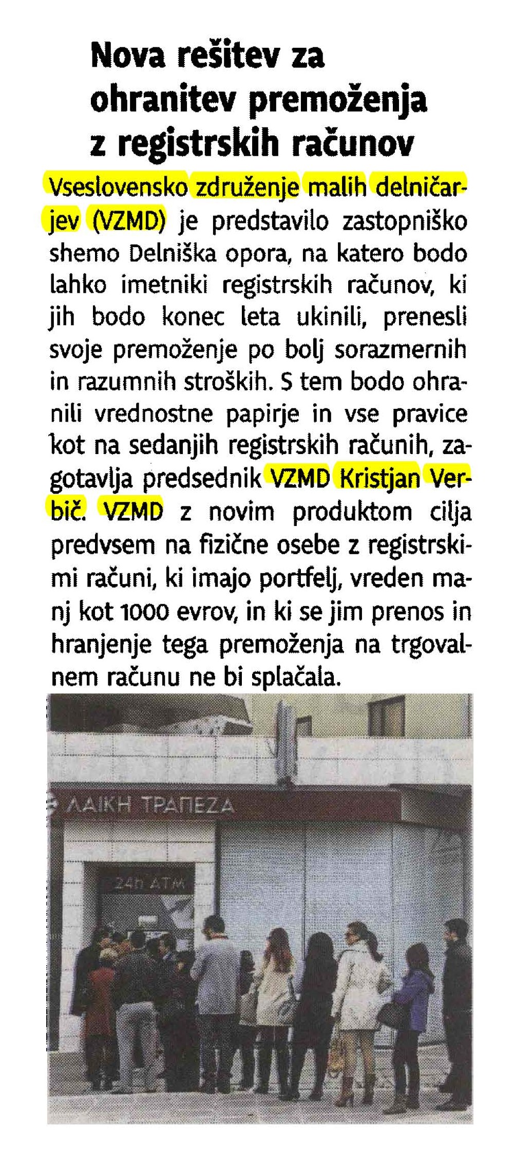 Nova resitev za ohranitev premozenja z registrskih racunov