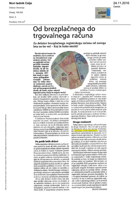 Novi tednik Celje 2016 11 24 Od brezplacnega do trgovalnega racuna