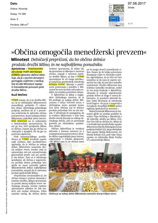 Obcina omogocila menedzerski prevzem