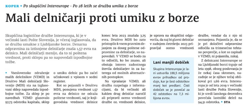 PRIMORSKE NOVICE INTEREUROPA