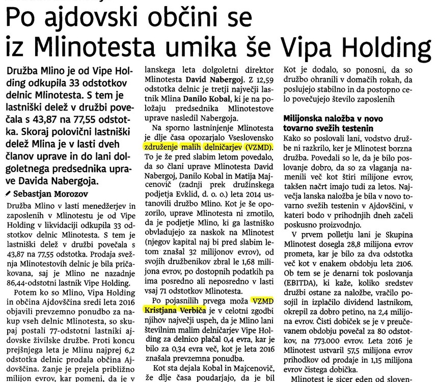 Po ajdovski občini se iz Mlinotesta umika še Vipa Holding Page 1