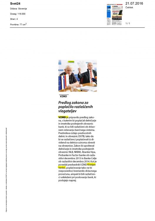Predlog zakona za poplacilo razlascenih vlagateljev