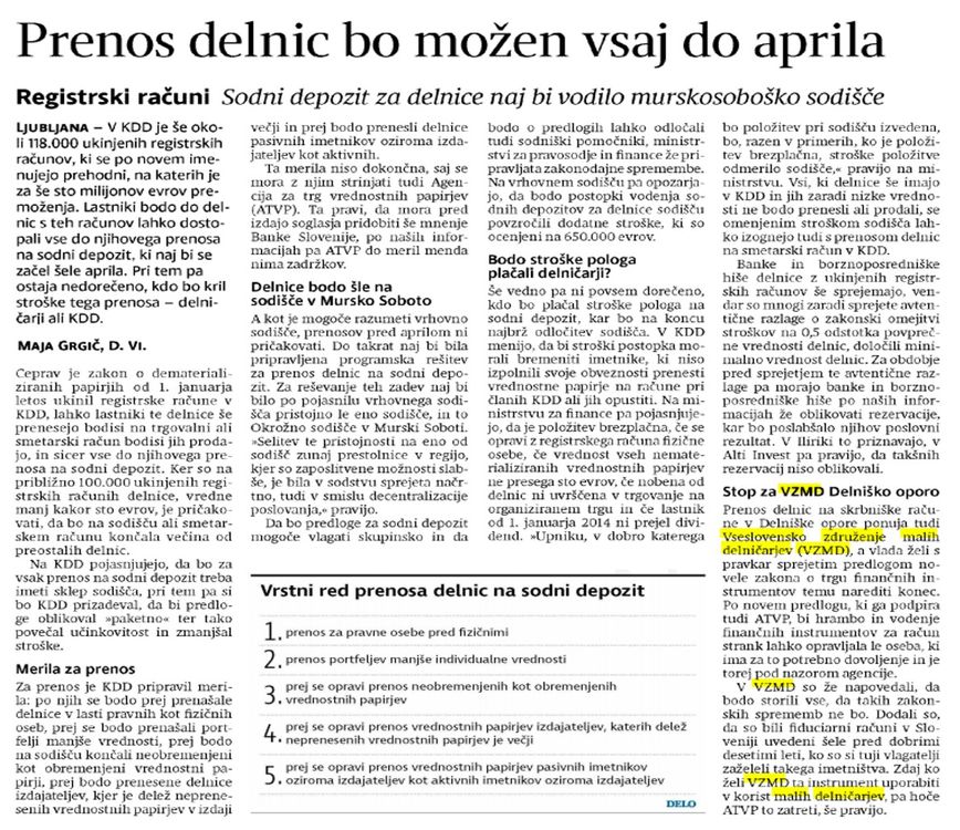 Prenos delnic bo mozen vsaj do aprila