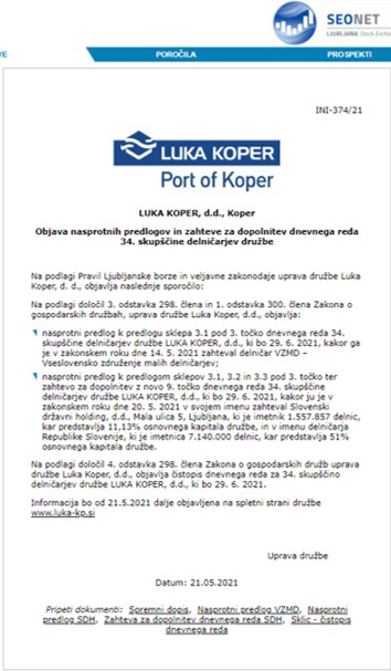 SEONET NASPROTNI PREDLOG LUKA KOPER 21 5 2021