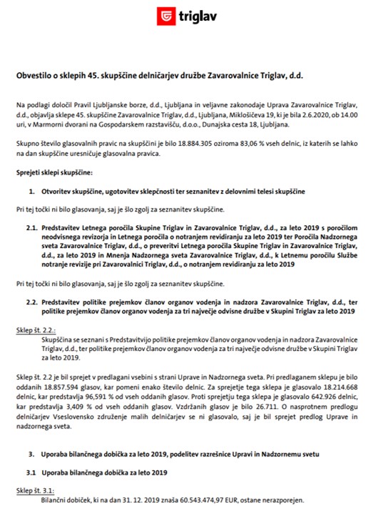 SEONET OBVESTILO O SKLEPIH 45. SKUPŠČINE ZVTG