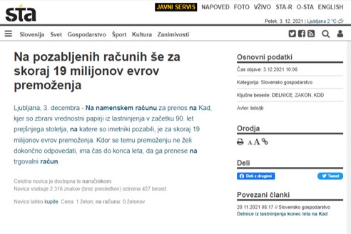 STA NA POZAVLJENIH RAČUNIH 3 12 2021
