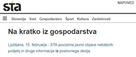 STA NA KRATKO IZ GOSPODARSTVA 15.2.2019