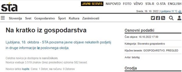 STA NA KRATKO IZ GOSPODARSTVA 18 10 2022