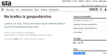 STA NA KRATKO IZ GOSPODARSTVA 24 5 2021