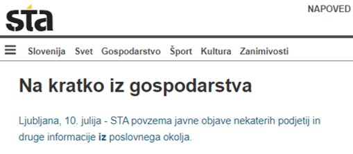 STA Na kratko iz gospodarstva 10 7 2020