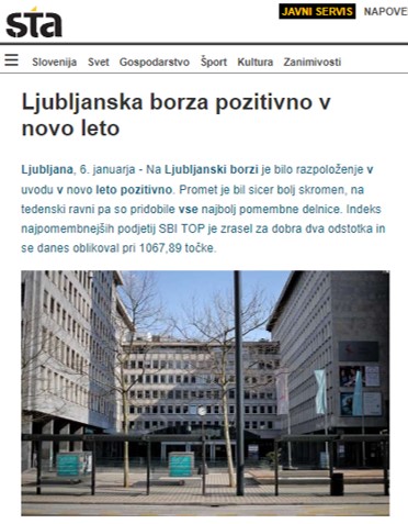 STA LJUBLJANSKA BORZA POZITIVNO V NOVO LETO