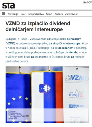 STA VZMD izplačilo dividend 1 6 2021