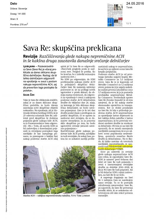 Sava Re skupscina preklicana