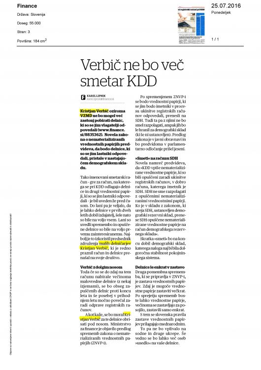 Verbic ne bo vec smetar KDD