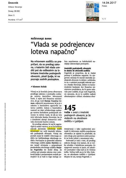 Vlada se podrejencev loteva napacno