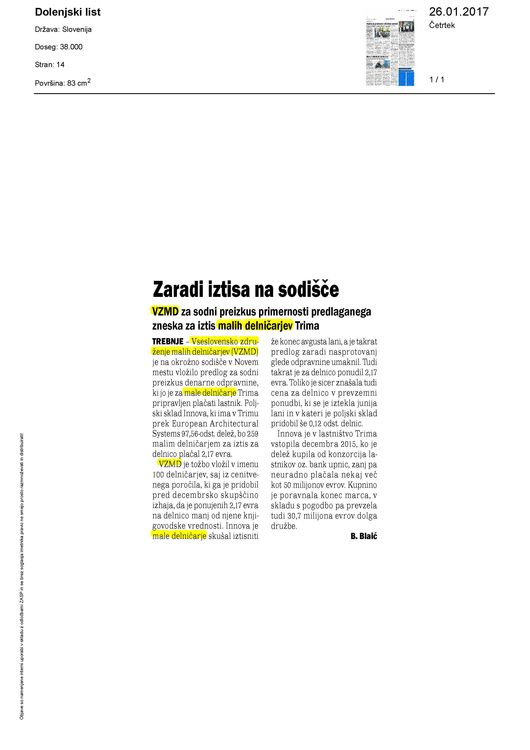 Zaradi iztisa na sodisce