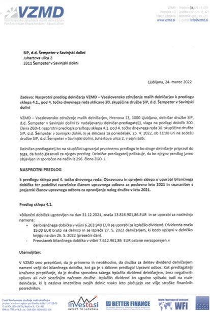 ajpes nasprotni predlog SIP 30 3 2022