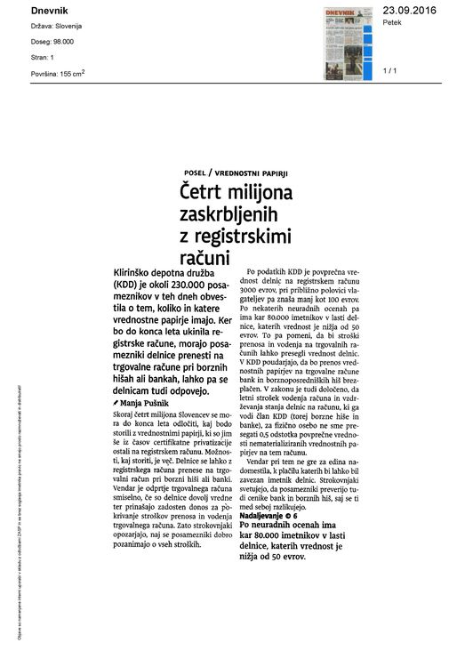 cetrt milijona zaskrbljenih z registrskimi racuni
