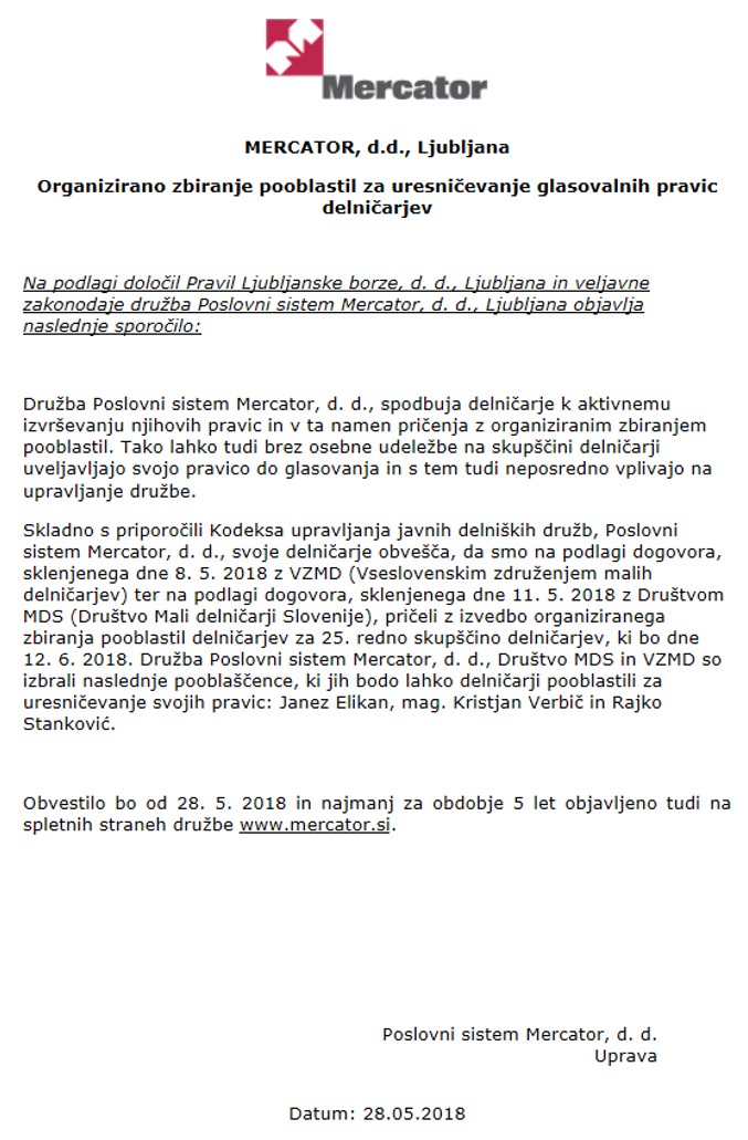 mercator pooblastila 28. 5. 2018