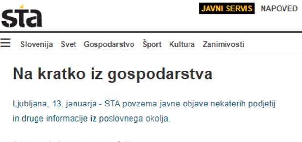 sta na kratko iz gospodarstva