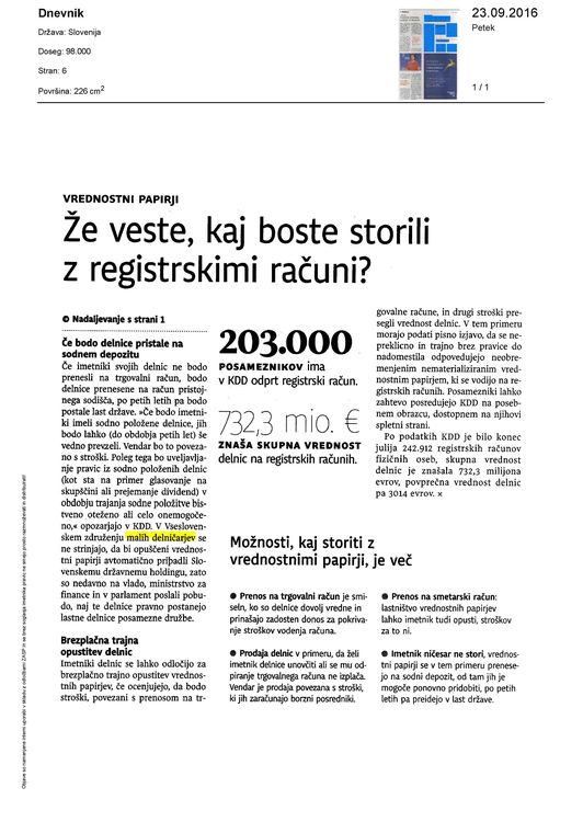 ze veste kaj boste storili z registrskimi racuni