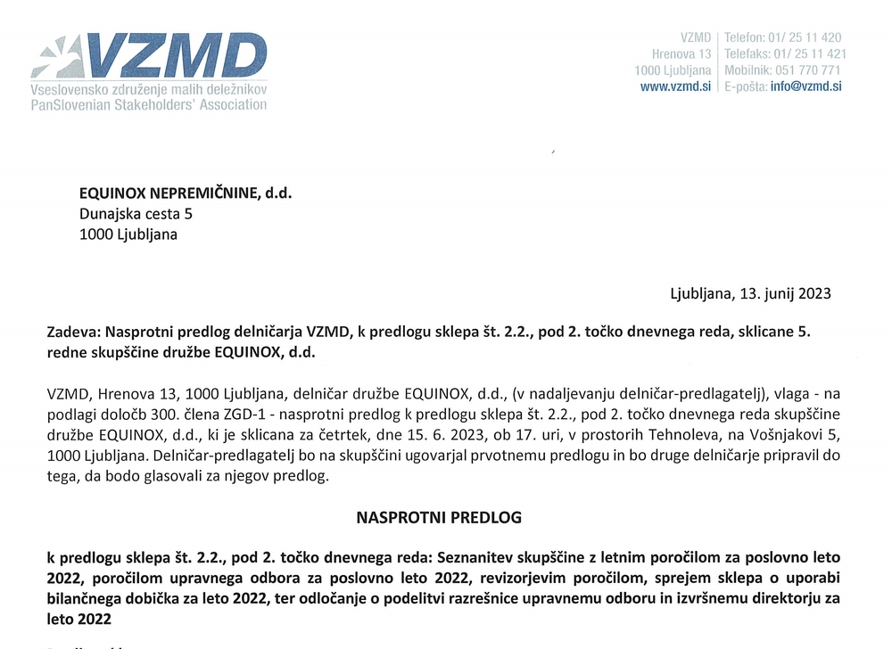 Nasprotni predlog VZMD za 5 skupščino Equinox